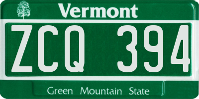 VT license plate ZCQ394