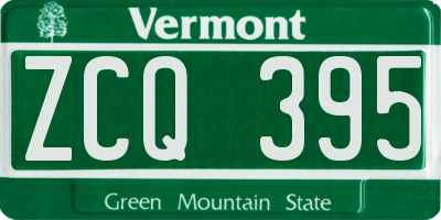VT license plate ZCQ395