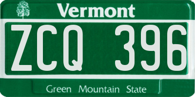 VT license plate ZCQ396