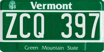 VT license plate ZCQ397