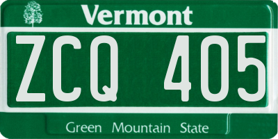 VT license plate ZCQ405