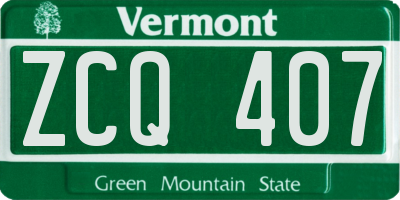 VT license plate ZCQ407