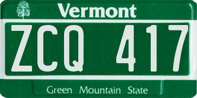 VT license plate ZCQ417