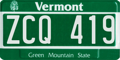 VT license plate ZCQ419