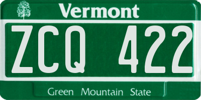 VT license plate ZCQ422