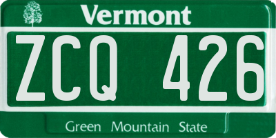 VT license plate ZCQ426