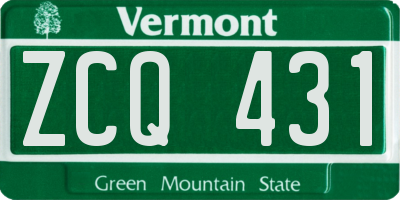 VT license plate ZCQ431