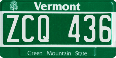 VT license plate ZCQ436