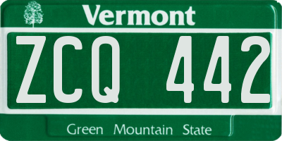 VT license plate ZCQ442