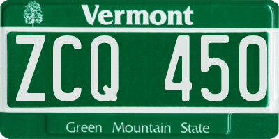 VT license plate ZCQ450