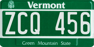 VT license plate ZCQ456