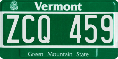 VT license plate ZCQ459