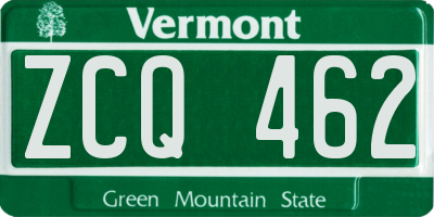 VT license plate ZCQ462