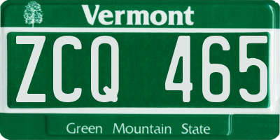 VT license plate ZCQ465