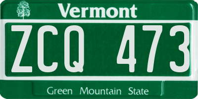 VT license plate ZCQ473