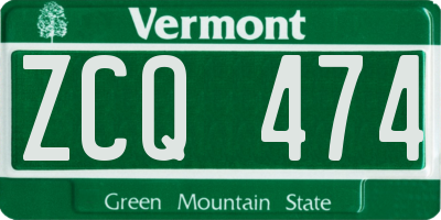 VT license plate ZCQ474