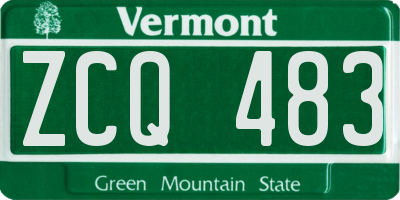 VT license plate ZCQ483