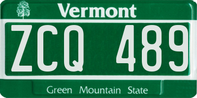 VT license plate ZCQ489
