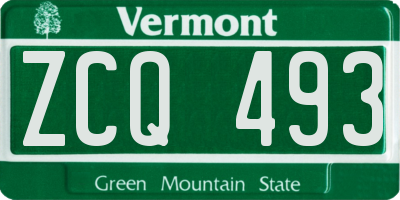 VT license plate ZCQ493