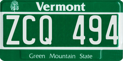 VT license plate ZCQ494