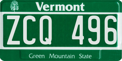 VT license plate ZCQ496