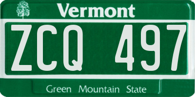 VT license plate ZCQ497