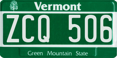 VT license plate ZCQ506