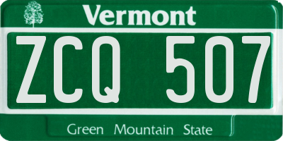 VT license plate ZCQ507
