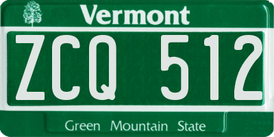 VT license plate ZCQ512