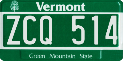 VT license plate ZCQ514