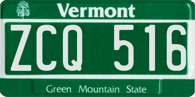 VT license plate ZCQ516