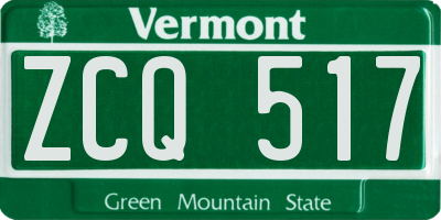 VT license plate ZCQ517