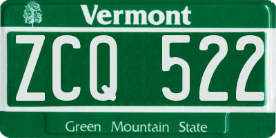 VT license plate ZCQ522