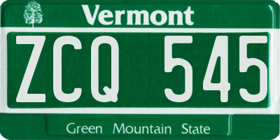 VT license plate ZCQ545