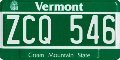 VT license plate ZCQ546