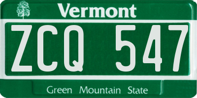VT license plate ZCQ547