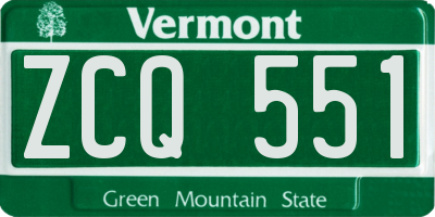 VT license plate ZCQ551