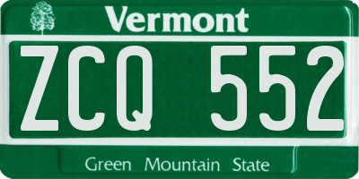 VT license plate ZCQ552