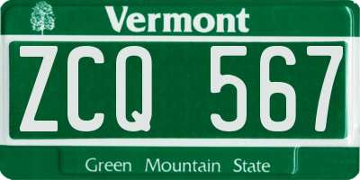 VT license plate ZCQ567