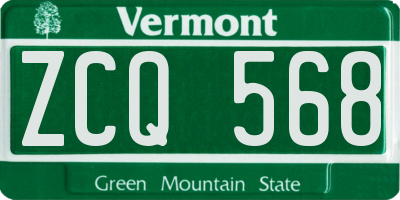 VT license plate ZCQ568