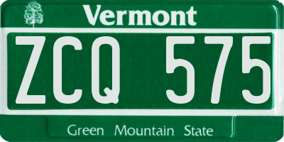 VT license plate ZCQ575