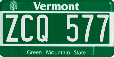 VT license plate ZCQ577