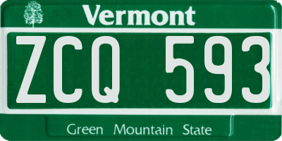 VT license plate ZCQ593
