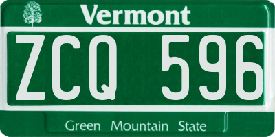 VT license plate ZCQ596