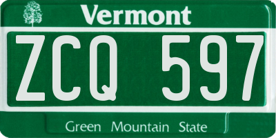 VT license plate ZCQ597