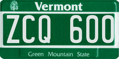VT license plate ZCQ600