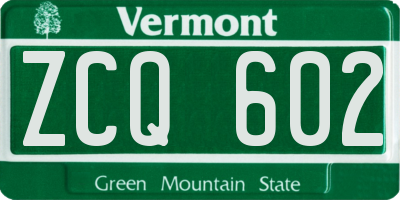 VT license plate ZCQ602