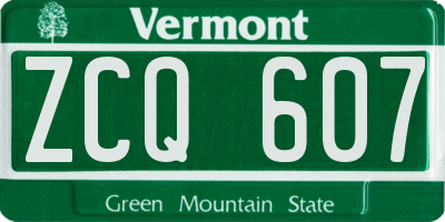VT license plate ZCQ607