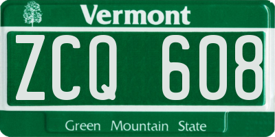 VT license plate ZCQ608