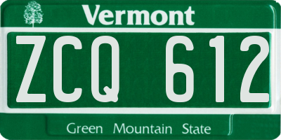 VT license plate ZCQ612